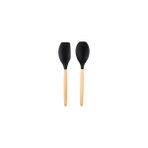 Tantitoni Bambu Saplı Füme Renkli Silikon Büyük Kaşık ve Spatula Seti (Elvin Home Concept) - 2 Adet