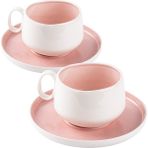Tantitoni Classy Pembe Porselen Ikili Fincan Seti 210ML