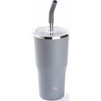 Tantitoni GRİ 2 KAPAKLI ÇİFT KATMANLI PİPETLİ TERMOS BARDAK 530ML