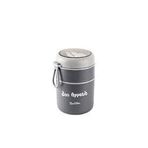 TANTİTONİ GRİ PASLANMAZ ÇELİK YUVARLAK 2 KATLI GRİ-FÜME PLASTİK KAŞIKLI YEMEK TAŞIMA KABI 710ML