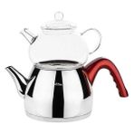 TANTİTONİ KIRMIZI KONİK ORTA BOY PASLANMAZ ÇELİK ÇAYDANLIK TAKIMI 980/1700ML