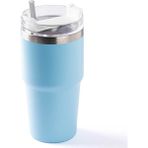 Tantitoni Mavi Paslanmaz Çelik Pipetli Termos Bardak 600ML - 600 ml