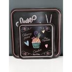 TANTİTONİ MELAMİN LOVE MENU DESENLİ 2 Lİ KARE KAYDIRMAZ TEPSİ 24-33 CM