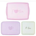 Tantitoni Melamin Tea Desenli 3Lü Kaydırmaz Tepsi 25-36-43Cm (Elvin Home Concept)