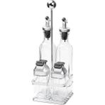 Tantitoni Metal Standlı 4lü Cam Sosluk Seti - Gri Kapaklı 170ML/80ML - Şeffaf - 170 ml