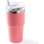Tantitoni Pembe Paslanmaz Çelik Pipetli Termos Bardak 600ML - 600 ml