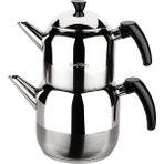 Tantitoni Siyah Athena Büyük Boy Paslanmaz Çelik Çaydanlık Takımı 1300/2250 ml