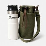 Tanto Bushcraft El Yapımı Kanvas Termos Kılıfı – Su Geçirmez Mumlu Kumaş, Büzgülü Kapama, 600 ml / 2L Uyumluluk, Deri Detaylı Outdoor Taşıma Çantası (600 ml)
