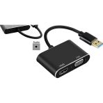 Taplin Usb 3.0 To Hdmı Vga 3.5Mm 1080P Monitör Genişletici Çevirici Dönüştürücü Adaptör