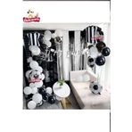 Taraftar Siyah Beyaz Folyolu Balunlu Happy Birthday Yazili Lüks Doğum Günü Parti Seti Süsü
