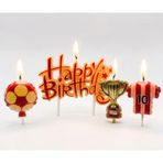 Taraftar Temalı Sarı Kırmızı Happy Birthday Kupa Şekilli Mum Set