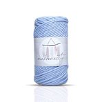 Taranan Makrome İpi 3mm Tek Büküm Taranabilir Pamuk Makrome İpi Makrame İpi (Bebe Mavisi)