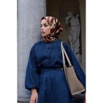 Tarçın Harf Baskılı Twill İpek Eşarp