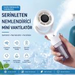 Tarçın Taşınabilir Spreyli Vantilatör USB Şarjlı Mini Fan - Beyaz