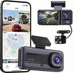 Tarçın Teknomie D108 3 Kanallı Araç Içi Kamera Seti - Wifi 6 & Gps Destekli - Gece Görüşlü 360° Güvenlik - 24 Saat Park Takibi - Siyah