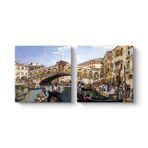 Tarihi Venedik Panorama Tablosu 103 x 50-2 Parçalı