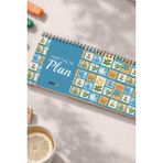 Tarihsiz Spiralli Haftalık Masaüstü Planlayıcı - Kutu Çiçekler - 10X30 cm Plango - Turkuaz