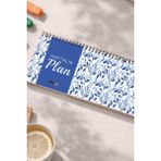 Tarihsiz Spiralli Haftalık Masaüstü Planlayıcı - Yapraklar - 10X30 cm Plango - Mavi