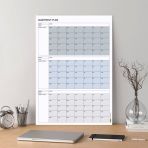 Tarihsiz Üç Aylık Duvar Takvimi, 90 Günlük Plan, Duvar Planlayıcı, Gri Renk - 50x70 cm