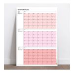 Tarihsiz Üç Aylık Duvar Takvimi, 90 Günlük Plan, Duvar Planlayıcı, Pembe Renk - 35x50 cm