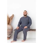 Tarık Erkek Füme Ekose VE Kare Desen Uzun Kol Penye Örme Büyük Beden Pijama Takımı