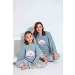 Tarık Kadın Açık Yeşil Köpek Desenli Anne Kız Kombin Termal Pijama Takımı