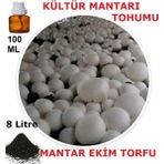 Tarımsal ve Hayvansal Ürünler 100 ml Sıvı Kültür Mantarı Tohumu ve 8 Litre Mantar Ekim Torfu - 100 gr