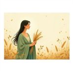 Tarlada Kadın Figürü Modern Ahşap Tablo 35cm X50cm