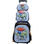 Taros Çekçekli Ilkokul Çantası Üçlü Set Dino Rider