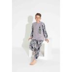 Tarp Gri West Nakışlı Polar Erkek Çocuk Pijama Takımı 4-15 Yaş 3736-3737-3738-G - 4 - 5 Yaş