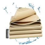 Tarps, Ağır Hizmet Tipi Su Geçirmez Tarp, Kalın Malzeme 10x10 ft, Çadırlar, Tekneler, Karavanlar, Kamp, Dış Mekan Kullanımı için İdeal, Tüm Hava Koşullarına Karşı Koruma için Dayanıklı Bej Kılıf