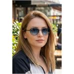 TARSS Grace Siyah İnce Metal Cat Eye Güneş Gözlüğü | Mavi Cam