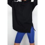 Tarz Bol Kapüşonlu Düşük Kol Uzun Şardonlu Örme Sweatshirt