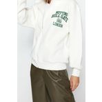 Tarz Bol Kapüşonlu Düşük Kol Uzun Sırt Baskılı Fermuarlı Kalın İçi Polarlı Fit Örme Sweatshirt