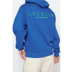 Tarz Bol Kapüşonlu Düşük Kol Uzun Sırt Baskılı Geniş Kalıp Kalın İçi Polarlı Örme Sweatshirt