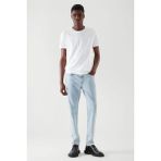 Tarz Cool Beyaz Basic Erkek Slim Fit %100 Pamuklu Kısa Kollu Bisiklet Yaka T-Shirt