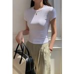 Tarz Cool Beyaz Bisiklet Yaka Basic Kadın Tişört