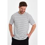 Tarz Cool Beyaz Erkek Slim Fit Bisiklet Yaka Kısa Kol Jakarlı T-SHIRT-CZGLTSTR01S - XL