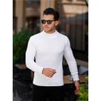 Tarz Cool Beyaz Erkek Slim Fit Yarım Balıkçı Fitilli Triko KAZAK-TRZ19158R03S