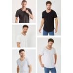 Tarz Cool Beyaz-Siyah-Kırık Beyaz-Antrasit-Gri Erkek Regular/normal Kesim Pis Yaka Kısa Kollu T-Shirt - Beyaz - Siyah - Kırık Beyaz - Antrasit - Gri