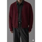 Tarz Cool Bordo Erkek Slim Fit Pamuklu Yuvarlak Yaka Düğmeli Hırka