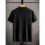 Tarz Cool Çizgili Kısa Kollu Triko T-Shirt Erkekler İçin Şık Akrilik Pamuk Karışımı - Siyah