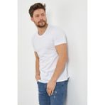 Tarz Cool Erkek Beyaz Düz Slim Fit Likralı T-SHIRT-DZTSRTR07S