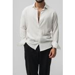 Tarz Cool Erkek Beyaz Embossed Oversize Gömlek