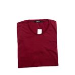 Tarz Cool Erkek Bordo Oval Etek Geniş Yaka %100 Pamuk Kısa Kollu Tişört