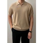 Tarz Cool Erkek Camel Patlı Kısa Kollu Polo Yaka Triko T-Shirt