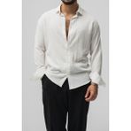 Tarz Cool Erkek Kiremit Embossed Oversize Gömlek - Beyaz - 2XL