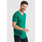 Tarz Cool Erkek Kırmızı Oval Etek Geniş Yaka %100 Pamuk Kısa Kollu T-Shirt - Pembe