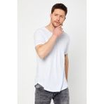 Tarz Cool Erkek Kırmızı Oval Etek Geniş Yaka %100 Pamuk Kısa Kollu T-Shirt - XL