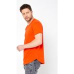 Tarz Cool Erkek Kırmızı Oval Etek Geniş Yaka %100 Pamuk Kısa Kollu Tişört - Mat Lacivert